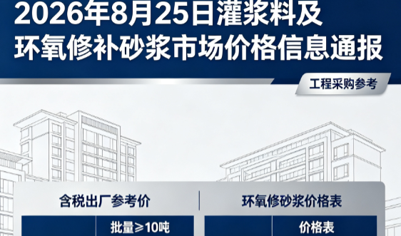 通城2026年8月25日灌浆料及环氧修补砂浆市场价格信息通报